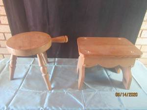 lot 214 image: VINTAGE FOOTSTOOL DUO