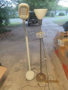 lot 536 image: TWO FLOOR LAMPS&nbsp-VERILUX&nbsp&nbsp- ANTIQUE&nbsp BRASS GLASS FLOOR LAMP&nbsp
