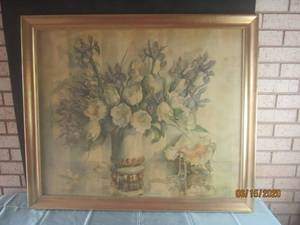 lot 353 image: CECIE GOLDING GLADIOLI FRAMED WALL ART&nbsp38L X 33 H