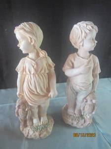 lot 368 image: TOTAL OF 2&nbsp 11 12  FIGURINES&nbsp-BOY WITH BEAR&nbsp&nbsp- GIRL WITH BUNNY