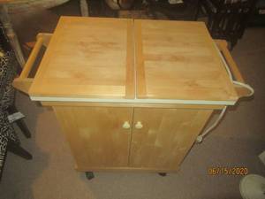 lot 407 image: &nbspTWO DOOR WITH HIDDEN&nbsp SHELVES KITCHEN CART ISLAND&nbsp ON WHEELS&nbsp&nbsp-PERFECT FOR ADDING STORAGE SPACE WHILE ORGANIZING YOUR KITCHEN&nbsp