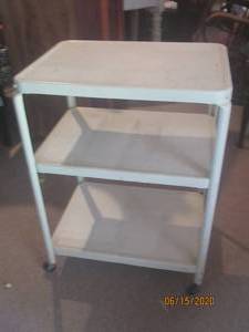 lot 413 image: 3 SHELF&nbsp ROLLING CART ON WHEELS&nbsp22L X 16 X 32H&nbsp