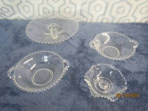 lot 450 image: TOTAL OF 4 VINTAGE BOWLS &amp CAKE PLATE&nbsp CANDLEWICK CLEAR BY IMPERIAL GLASS&nbsp