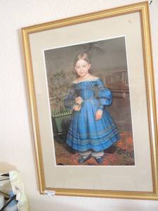 lot 100 image: 38x x 26 art of a little girl in a blue dress