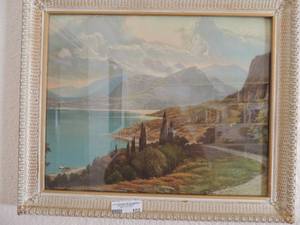 lot 102 image: 23 x 19 art of stormy sky and mountain tops