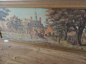 lot 108 image: Drummond hand painted  church with horses and buggy 45x20 great condition