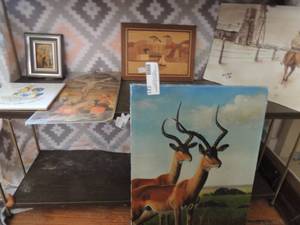 lot 121 image: Gracious better square garden tile wooden Italy pic, OC hart 228 Barn cowboy horse sketch 12x9 Antelope  art Corvis 16x12 and more