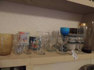lot 163 image: Assorted tea glasses, shot glasses coffee cups and more