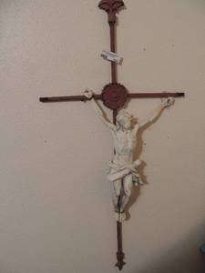 lot 197 image: Red cross with Jesus 46x20