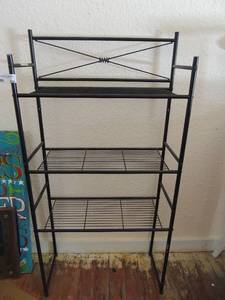lot 206 image: Black metal shelf 3 shelves for storage or display 45x23