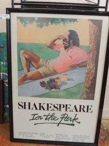 lot 208 image: Shakespeare in the Park poster  by Anne and Bill 36x25