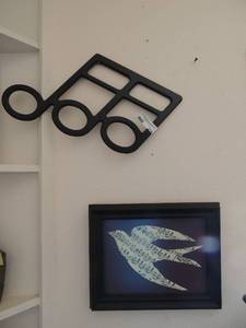 lot 214 image: Music note 21x12 music note bird art 14x12