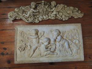 lot 217 image: 2 angel wall art 17 long and 21 long