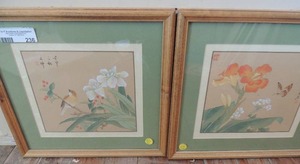 lot 236 image: Asian bird art 13x14 pair