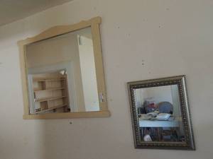 lot 248 image: WALL  mirrors white 35x30 and silver 17x13