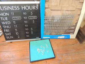 lot 273 image: BUSINESS HOURS OF OPERATION SIGN  WITH  removable #s and symbols for hours an times of openclose of businesses