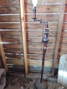 lot 305 image: Vintage maroon floor lamp 57 tall
