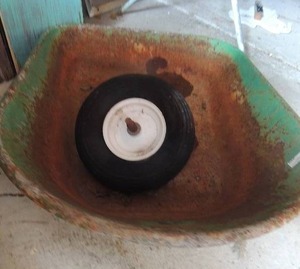 lot 320 image: Tub of wheel barrow  & spare wheel