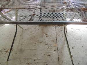 lot 343 image: Metal wicker design outside fold up table 28x51x30