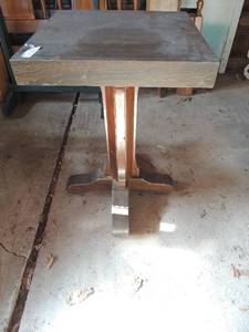 lot 350 image: Square brown table 30x19x19
