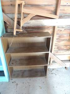 lot 355 image: wood flag folder 3 shelf book case 36x29 pair