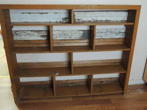 lot 406 image: Wall shelf with various spaces for display