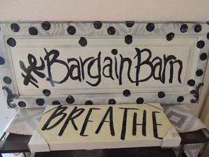 lot 428 image: Breathe sign black and white 20x8      The bargain barn 35x15