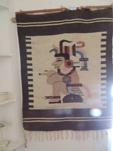 lot 437 image: Hanging NATIVE AMERICAN INDIAN WOVEN TAPESTRY Rug  39x30