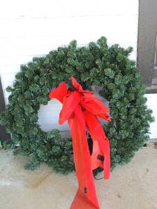 lot 444 image: Large green wreath  with red bow