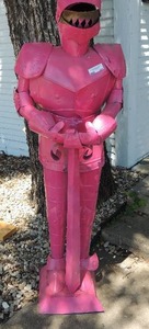 lot 2 image: Pink knight armor statue 62.5 tall