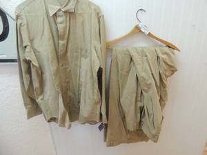 lot 477 image: Two size 18 Navy pants cargo style,  Long sleeve button up shirt size 16x32