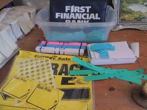 lot 481 image: Pricing tags, new stickers and bank bag