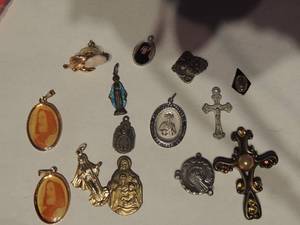 lot 540 image: Catholic medals assorted some crosses and angels