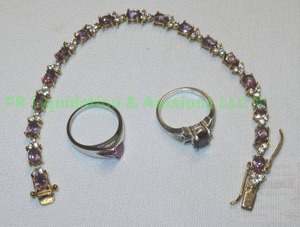 lot 142 image: .925 silver cocktail rings & .925 gold plated vermeil with precious stones bracelet from Dillards