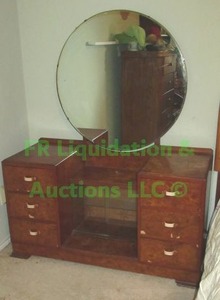 lot 1 image: Mid century vanity desk with mirror, all original