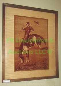 lot 16 image: Lucid Lines art Frederic Remington framed print on glass 25.5 x 32