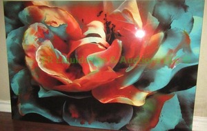 lot 24 image: Colorful raised print on canvas 24 x 35