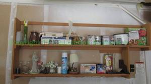 lot 347 image: Contents of shelves including figurines, paint and more