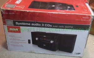 lot 279 image: RCA audio system 3-disc CD player AMFM stereo model RS22363, unused in original box