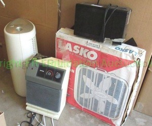 lot 302 image: Lasko 20 box fan, Envirocare air cleaner ionizer and space heater