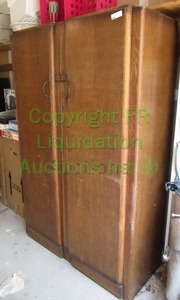 lot 313 image: Vintage early century entry hall cabinet rift cut oak veneer