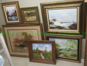 lot 252 image: Assorted oil paintings framed