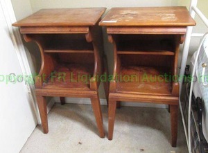 lot 255 image: Vintage mid century solid maple night stands