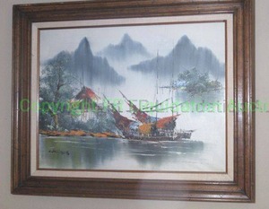 lot 238 image: De Marco original oil painting framed 30 x 24