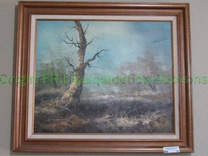 lot 74 image: Artist signed original oil painting framed 30 x 26