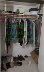 lot 69 image: Contents of closet including mens clothes and shoes plus