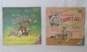 lot 334 image: RCA Victor Disney Bambi storybook with 45 record and Disney Roy Rogers Pecos Bill story book (no record)