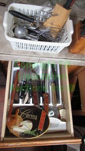 lot 95 image: Assorted knives and kitchen utensils