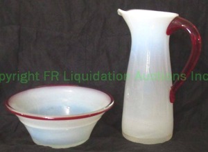 lot 153 image: Genuine Blenko hand blown glass bowl and pitcher