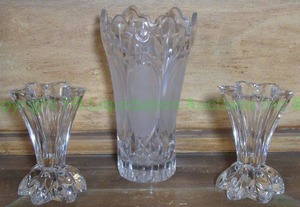 lot 375 image: Lead crystal candle holders and vase